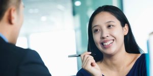 A smiling businesswoman