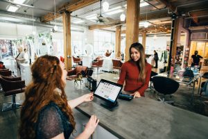 Two women in a store