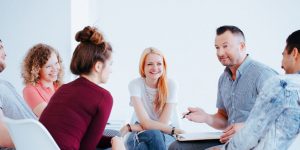 People in a group interview