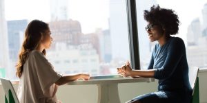 Two women in an interview for cashiers
