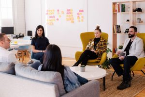 People in a group interview
