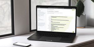 A laptop screen with a success profile of a candidate