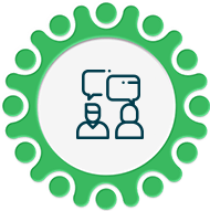 A green circle with people in the middle