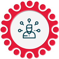 A red circle with a person in the middle