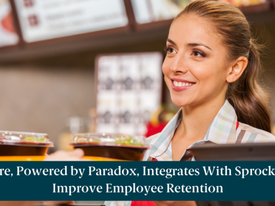 A fast food cashier with text reading, "McHire, Powered by Paradox, Integrates With Sprockets to Improve Employee Retention"