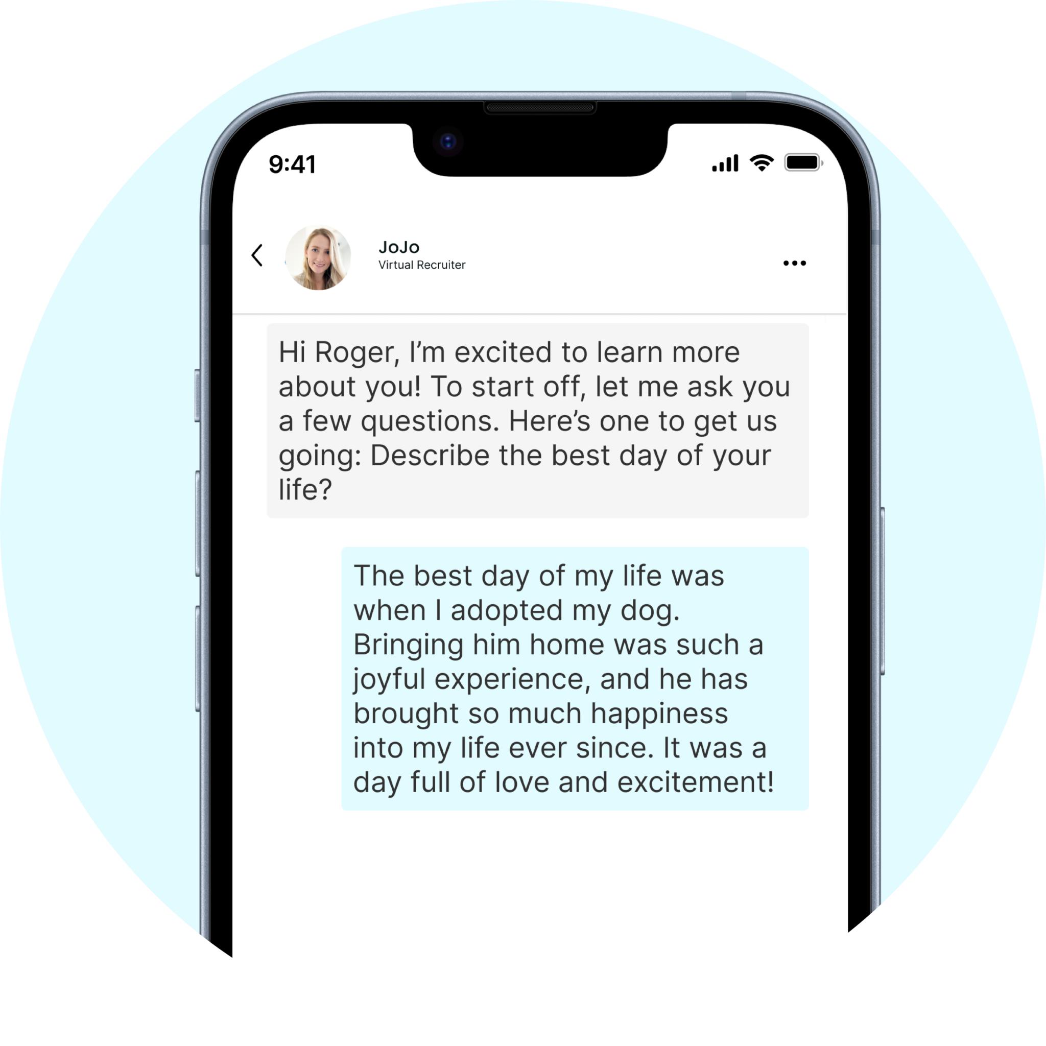 JoJo engaging applicants instantly