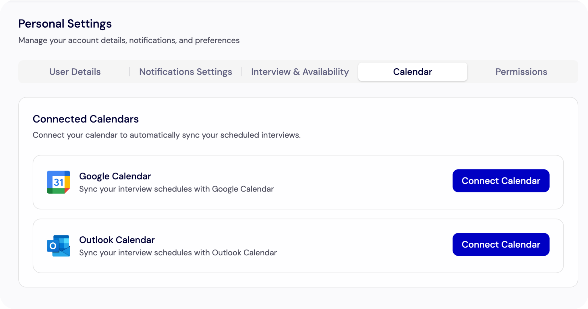 Calendar / Connected Calendars
