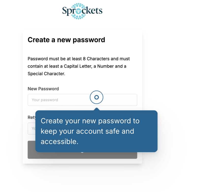 Create a new password page