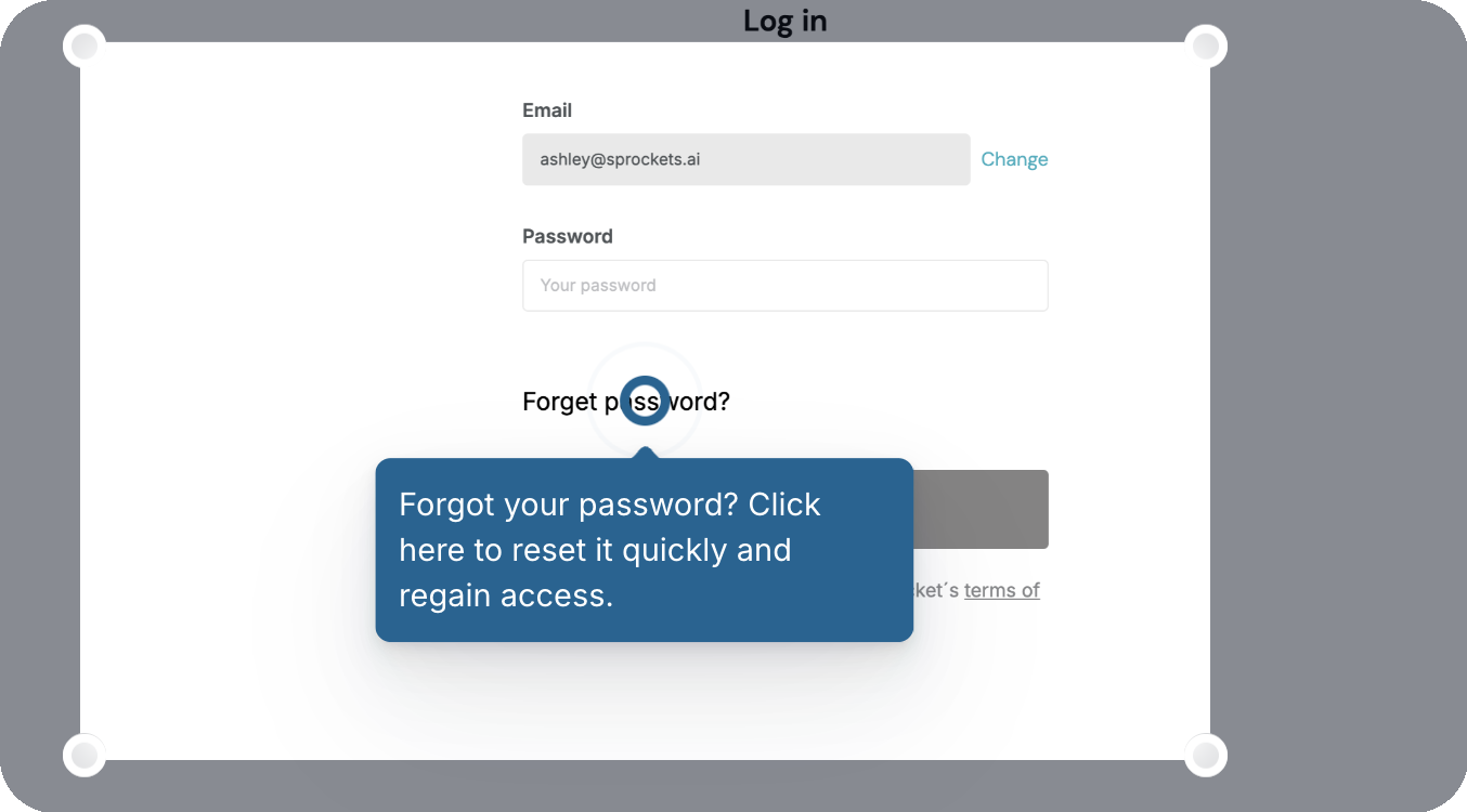 Forgot password link on login page