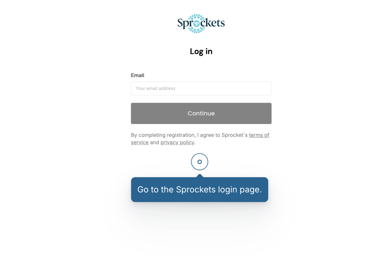 Sprockets login page